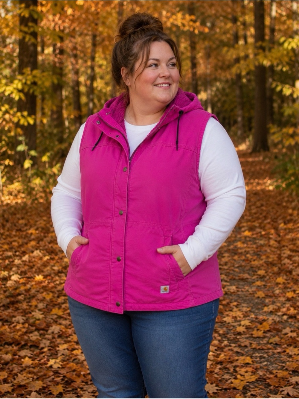 Carhartt Women's Hot Pink Sherpa Hooded Vest